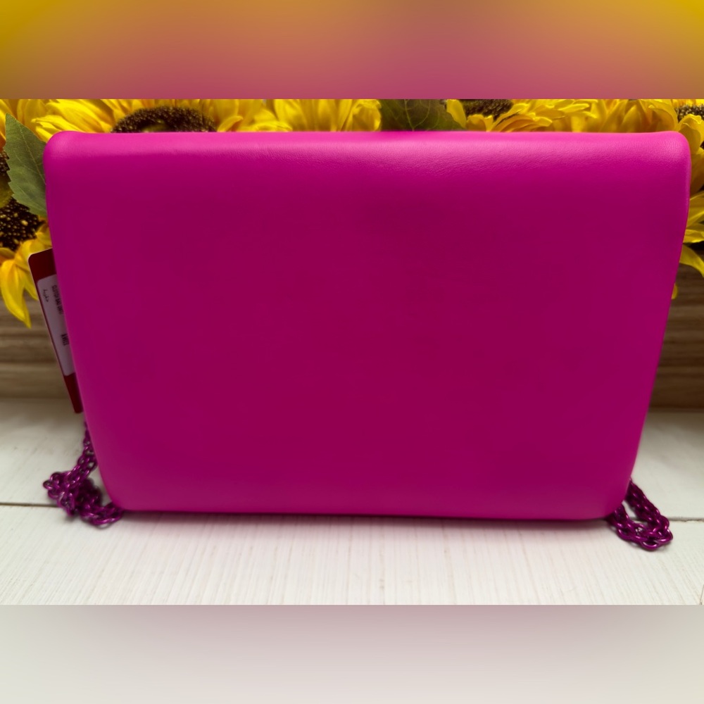 VALENTINO GARAVANI PINK PP Leather Clutch Bag One Stud Chain Strap - Picture 7 of 8